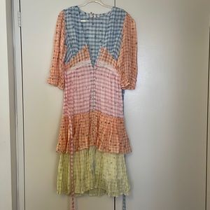 LoveShackFancy multi colored gingham dress